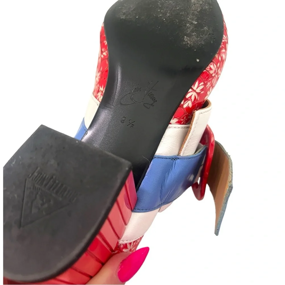John Fluevog Red Floral Felicity Vintage Inspired Mary Janes Sz 9.5 (No BOX) - Picture 6 of 13
